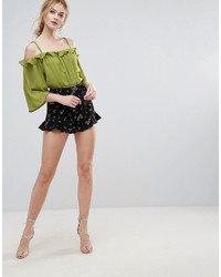 Traffic People Bardot Top With Frill Detail