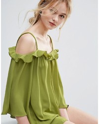 Traffic People Bardot Top With Frill Detail