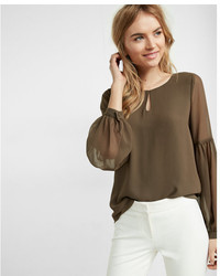 Express Cut Out Long Sleeve Blouse