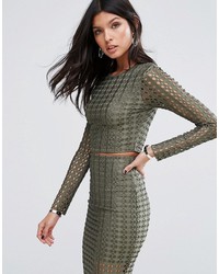 Missguided Holey Fabric Top Co Ord