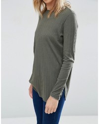 Asos Long Sleeve Top With Side Splits And Curve Hem
