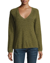 Eileen Fisher V Neck Organic Linencotton Blend Slub Top