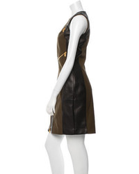 Michael Kors Michl Kors Leather Trimmed Mini Dress