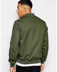 Asos Brand Bomber Jacket With Sleeve Zip In Khaki