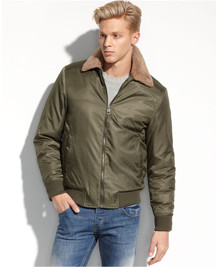 Buffalo David Bitton Jacket Faux Sherpa Collar Wind And Water Resistant ...