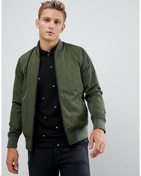 Hollister Core Bomber Jacket In Olive Green