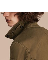 Burberry Cotton Bomber Jacket With Detachable Fur Lined Warmer