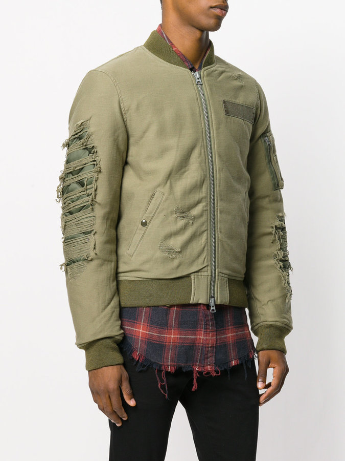 R 13 R13 Distressed Bomber Jacket 845 farfetch Lookastic