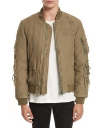 R 13 R13 Ripped Canvas Bomber