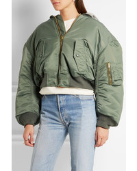 Vetements Shell Hooded Bomber Jacket Army Green