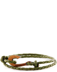 Domo Beads Leather Hook Wrap Bracelet Brown On Forest Green