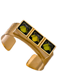 Evelyn Knight Gold And Olive Cz Cuff Bracelet