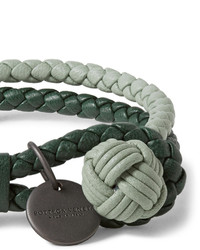 Bottega Veneta Two Tone Intrecciato Leather Wrap Bracelet
