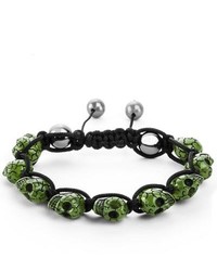 West Coast Jewelry Green Resin Grinning Skull Bead Adjustable Cord Bracelet
