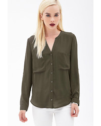 Forever 21 Button Front Woven Blouse