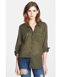 Caslon Cotton Blouse Olive Tuscan X Small