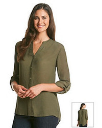 Notations Solid Button Front Shirt