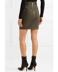 Balmain Button Embellished Denim Mini Skirt