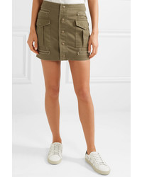 Saint Laurent Cotton And Ramie Blend Twill Mini Skirt