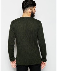 Asos Brand Cable Knit Sweater With Rolled Edges