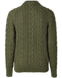 Polo Ralph Lauren Cotton Cashmere Cable Knit Pullover In Heather Olive