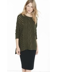 Oversized Open Cable Knit Tunic Sweater