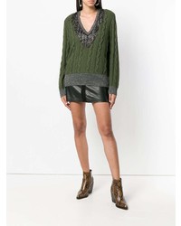 Pinko Tinsel Fringe Cable Knit Sweater