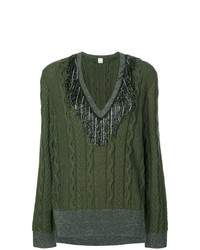 Pinko Tinsel Fringe Cable Knit Sweater