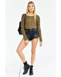 Unif X Uo Cropped Cable Knit Sweater