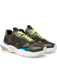 Valentino Garavani Bounce Leather Suede And Mesh Sneakers