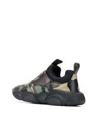 Moschino Leather Camouflage Print Teddy Sneakers