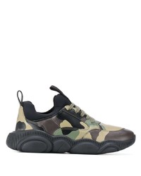 Moschino Leather Camouflage Print Teddy Sneakers