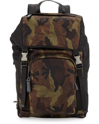 Prada Camouflage Print Nylon Backpack Green