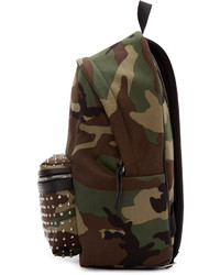 Saint Laurent Green Brown Canvas Camouflage Backpack