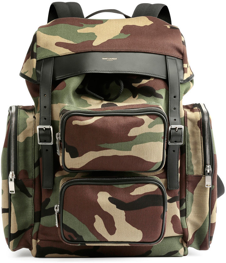 saint laurent camo backpack