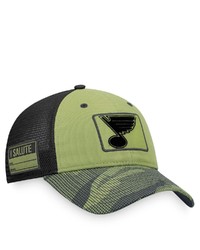 FANATICS Branded Camoblack St Louis Blues Military Appreciation Snapback Hat