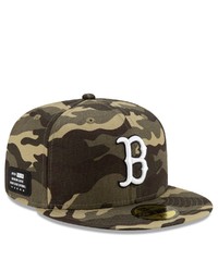 New Era Camo Boston Red Sox 2021 Armed Forces Day On Field 59fifty Fitted Hat