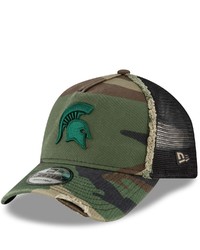 New Era Camo Michigan State Spartans Frayed Trucker 9forty Snapback Hat