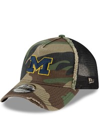 New Era Camo Michigan Wolverines Frayed Trucker 9forty Snapback Hat At Nordstrom