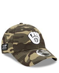 New Era Camo Milwaukee Brewers 2021 Armed Forces Day 9forty Adjustable Hat