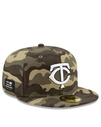 New Era Camo Minnesota Twins 2021 Armed Forces Day On Field 59fifty Fitted Hat