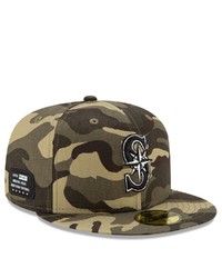 New Era Camo Seattle Mariners 2021 Armed Forces Day On Field 59fifty Fitted Hat