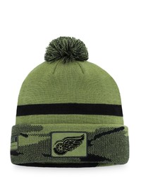 FANATICS Branded Camo Detroit Red Wings Military Appreciation Cuffed Knit Hat With Pom At Nordstrom