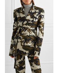 House of Holland Oversized Camouflage Print Cotton Canvas Blazer