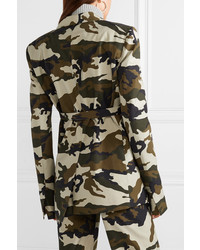 House of Holland Oversized Camouflage Print Cotton Canvas Blazer