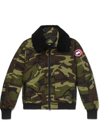 Canada Goose Bromley Shearling Trimmed Camouflage Print Shell Down Bomber Jacket