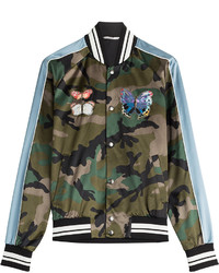 Valentino Camo Print Bomber Jacket With Patches