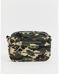 New Look Camo Camera Bag In Green Pattern