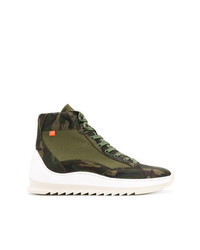 Olive Camouflage Canvas High Top Sneakers