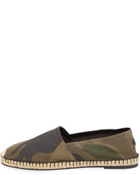 Valentino Camouflage Canvas Slip On Loafer Green